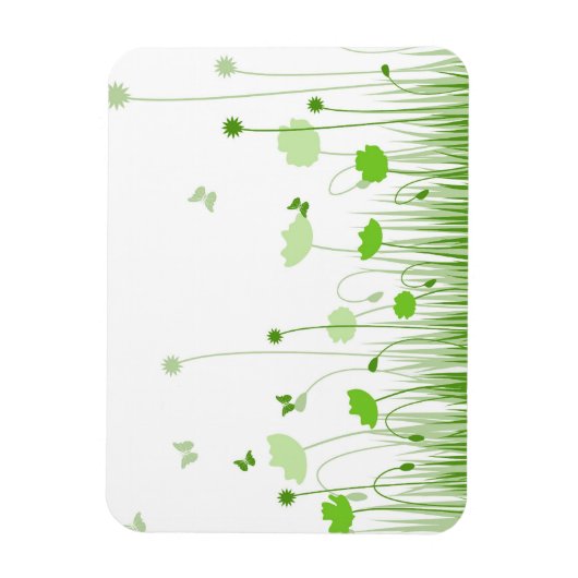Minimalistische groene en witte klaprozen weide bl magneet (Verticaal)