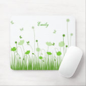 Minimalistische groene en witte klaprozen weide na muismat (Met muis)