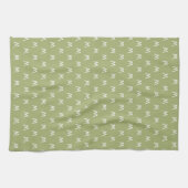 Minimalistische groene en witte monogram theedoek (Horizontaal)