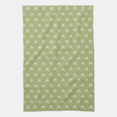 Minimalistische groene en witte monogram theedoek (Verticaal)