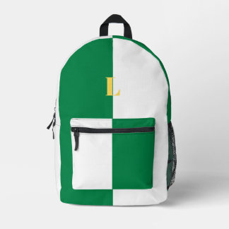Minimalistische groene en witte rugzak met eigen n