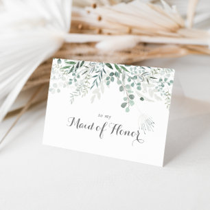 Minimalistische groene eucalyptus bruidsfeest  bedankkaart