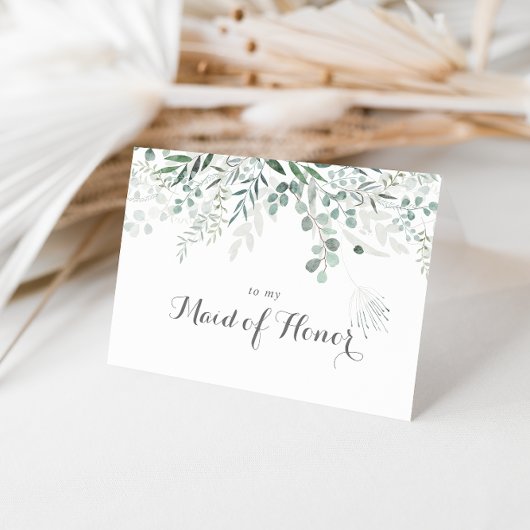 Minimalistische groene eucalyptus bruidsfeest bedankkaart