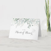 Minimalistische groene eucalyptus bruidsfeest bedankkaart (Voorkant)