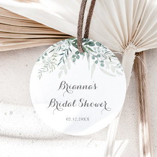 Minimalistische groene eucalyptus bruiloft favorie ronde sticker
