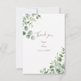 Minimalistische groene eucalyptus bruiloftselegant bedankkaart