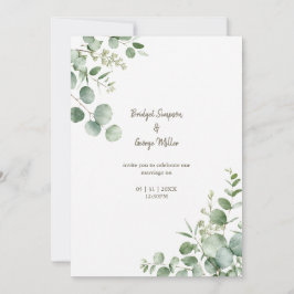 Minimalistische groene eucalyptus bruiloftselegant kaart