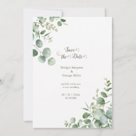 Minimalistische groene eucalyptus bruiloftselegant kaart