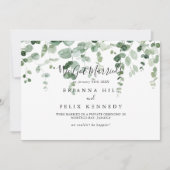 Minimalistische groene Eucalyptus Elopement Aankon Aankondiging (Voorkant)