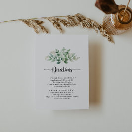 Minimalistische groene Eucalyptus Wedding Directio Informatiekaartje