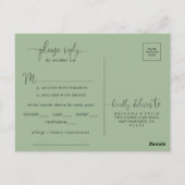 Minimalistische Groene Eucalyptusmenu Keuze RSVP Briefkaart (Achterkant)