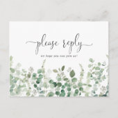 Minimalistische Groene Eucalyptusmenu Keuze RSVP Briefkaart (Voorkant)