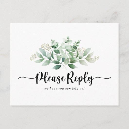 Minimalistische Groene Eucalyptusmenu Keuze RSVP Briefkaart (Voorkant)