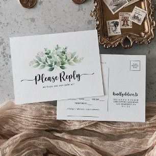 Minimalistische Groene Eucalyptusmenu Keuze RSVP Briefkaart