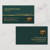 Minimalistische Groene Faux Gold Line Business CEO Visitekaartje (Voorkant / Achterkant)