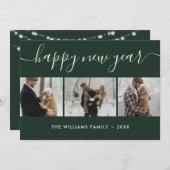 Minimalistische groene foto Happy New Year Kaart (Voorkant / Achterkant)