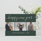 Minimalistische groene foto Happy New Year Kaart (Staand voorkant)
