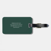 Minimalistische groene gepersonaliseerde monogram bagagelabel (Achterkant horizontaal)