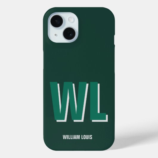 Minimalistische groene gepersonaliseerde monogram Case-Mate iPhone case (Achterkant)