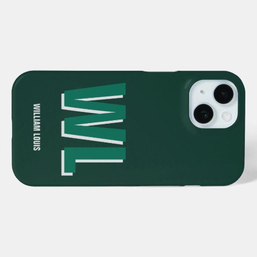 Minimalistische groene gepersonaliseerde monogram Case-Mate iPhone case (Achterkant (horizontaal))