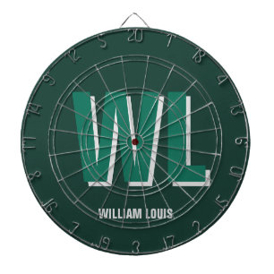Minimalistische groene gepersonaliseerde monogram dartbord