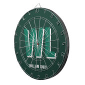 Minimalistische groene gepersonaliseerde monogram  dartbord (Voorkant Rechts)