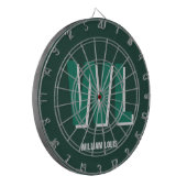 Minimalistische groene gepersonaliseerde monogram  dartbord (Voorkant Links)
