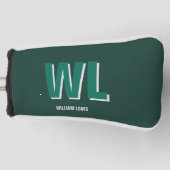Minimalistische groene gepersonaliseerde monogram golfheadcover (Voorkant)