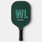 Minimalistische groene gepersonaliseerde monogram pickleball paddle (Achterkant)