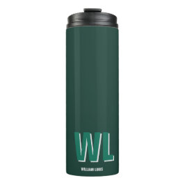 Minimalistische groene gepersonaliseerde monogram  thermosbeker