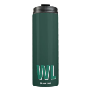 Minimalistische groene gepersonaliseerde monogram thermosbeker