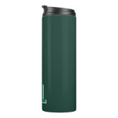 Minimalistische groene gepersonaliseerde monogram thermosbeker (Geroteerd rechts)