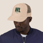 Minimalistische groene gepersonaliseerde monogram  trucker pet (In situ)