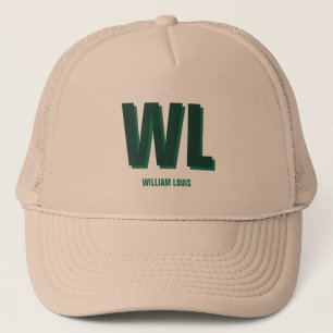Minimalistische groene gepersonaliseerde monogram  trucker pet