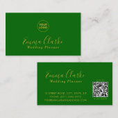 Minimalistische groene gouden scan code visitekaar visitekaartje (Voorkant / Achterkant)