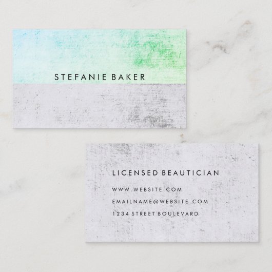 Minimalistische groene grijze grunge visitekaartje (Voorkant / Achterkant)