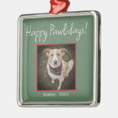 Minimalistische groene Happy Pawholidays Pet Holid Metalen Ornament (Links)