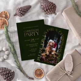 Minimalistische Groene Kerst Party Foto Folie Invi Folie Feestdagenkaart