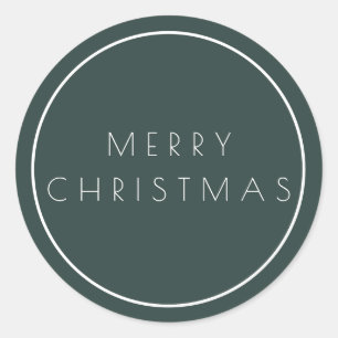 Minimalistische groene kersttypografie ronde sticker