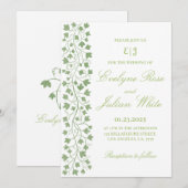 Minimalistische groene klimop trouwuitnodiging kaart (Voorkant / Achterkant)