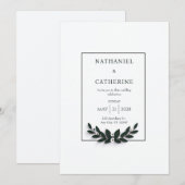 Minimalistische groene krans bruiloft kaart (Voorkant / Achterkant)