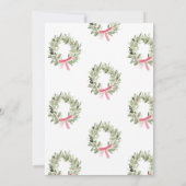 Minimalistische groene krans en strik Kerstfeest Kaart (Achterkant)