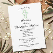 Minimalistische Groene Kruis Doop Christening