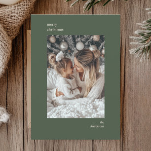 Minimalistische groene lijst Kerst foto Feestdagenkaart