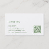 Minimalistische groene linnen witte typografie visitekaartje (Achterkant)