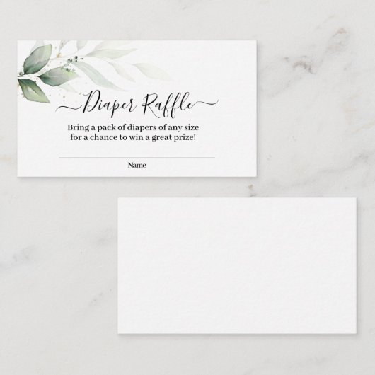 Minimalistische groene luier Raffle Informatiekaartje (Voorkant / Achterkant)