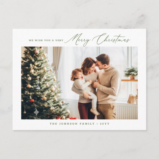 Minimalistische groene moderne familie kerstvakant briefkaart (Voorkant)