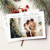 Minimalistische groene moderne familie kerstvakant briefkaart
