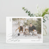 Minimalistische groene moderne familie vrolijk ker feestdagenkaart (Staand voorkant)