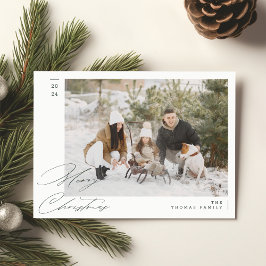 Minimalistische groene moderne familie vrolijk ker feestdagenkaart